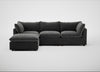 Astrid Left Hand Facing Corner Chaise Sofa Smart Luxe Velvet Nickel / Walnut Stained Beech