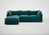 Astrid Left Hand Facing Corner Chaise Sofa Smart Luxe Velvet Ocean Green / Walnut Stained Beech