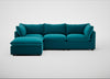 Astrid Left Hand Facing Corner Chaise Sofa Cotton Velvet Teal / Walnut Stained Beech