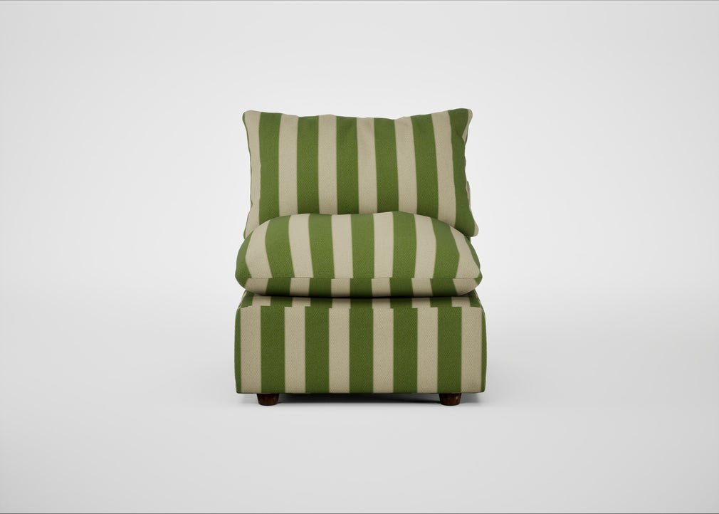 Astrid Single Unit Capelo Linen-Cotton Stripe Green / Walnut Stained Beech