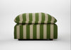 Astrid Ottoman Capelo Linen-Cotton Stripe Green / Walnut Stained Beech