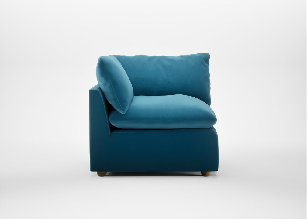Astrid Corner Unit Smart Velvet Ocean Blue / Natural Beech