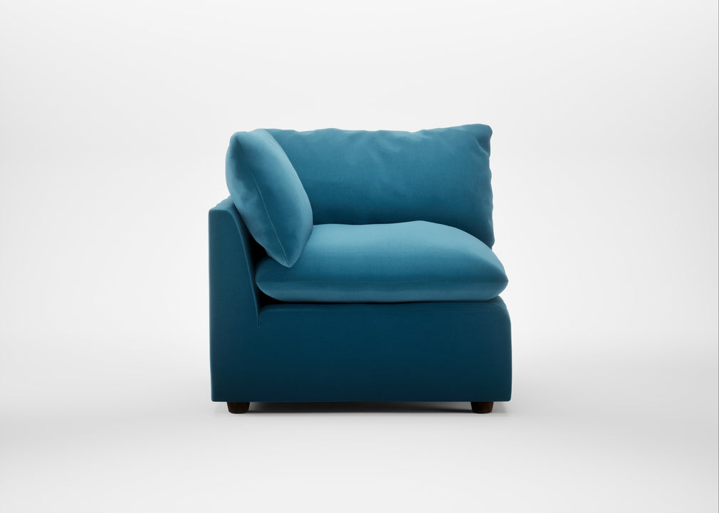 Astrid Corner Unit Smart Velvet Ocean Blue / Walnut Stained Beech