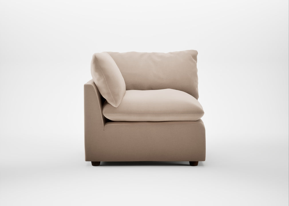 Astrid Corner Unit Smart Velvet Pebble / Walnut Stained Beech