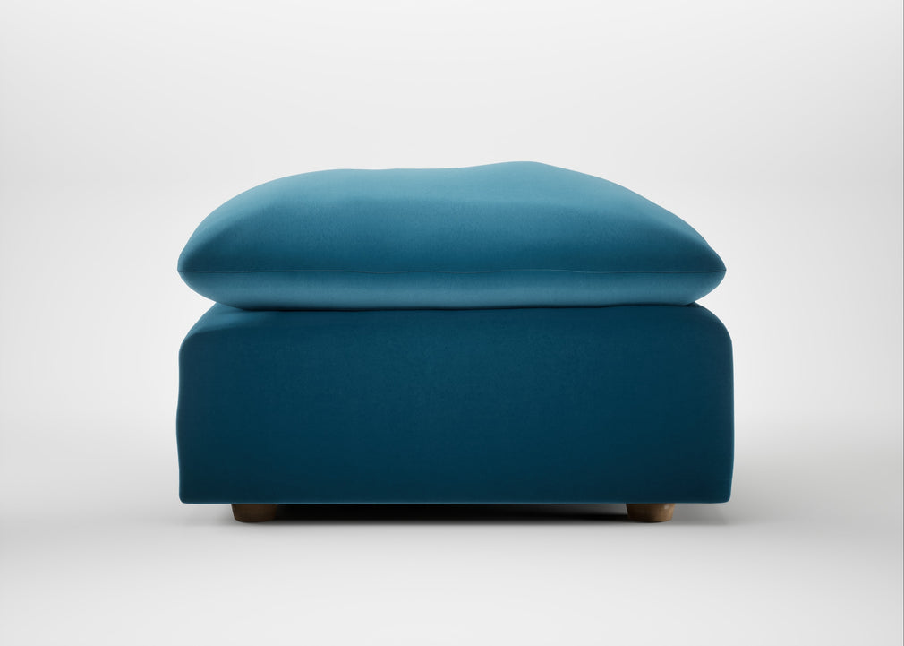 Astrid Ottoman Smart Velvet Ocean Blue / Natural Beech