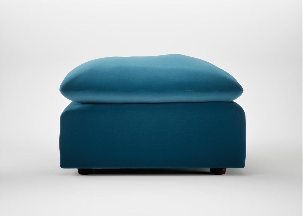 Astrid Ottoman Smart Velvet Ocean Blue / Walnut Stained Beech