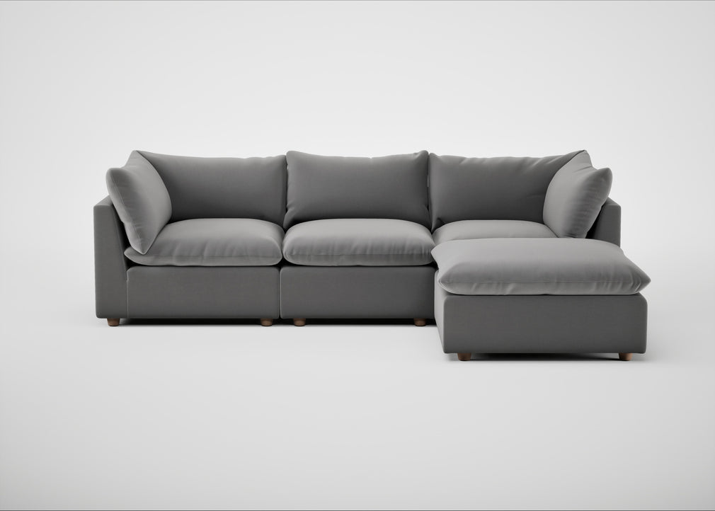 Astrid Right Hand Facing Corner Chaise Sofa Smart Velvet Mercury / Natural Beech