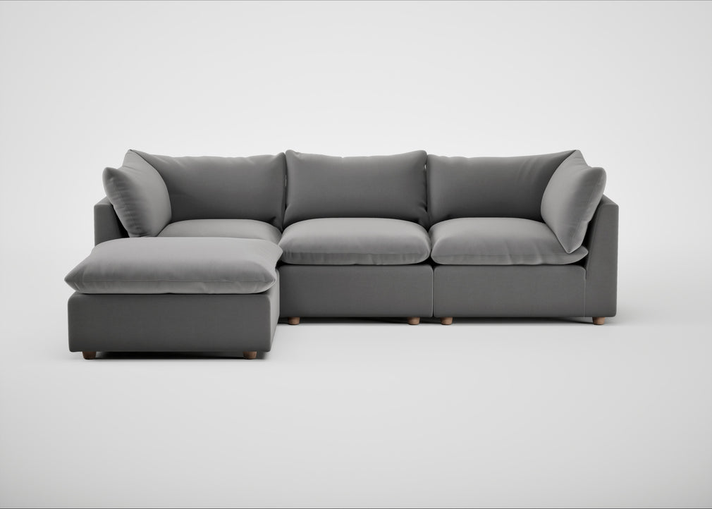 Astrid Left Hand Facing Corner Chaise Sofa Smart Velvet Mercury / Natural Beech