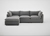 Astrid Left Hand Facing Corner Chaise Sofa Smart Velvet Mercury / Walnut Stained Beech
