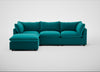 Astrid Left Hand Facing Corner Chaise Sofa Smart Velvet Petrol / Walnut Stained Beech