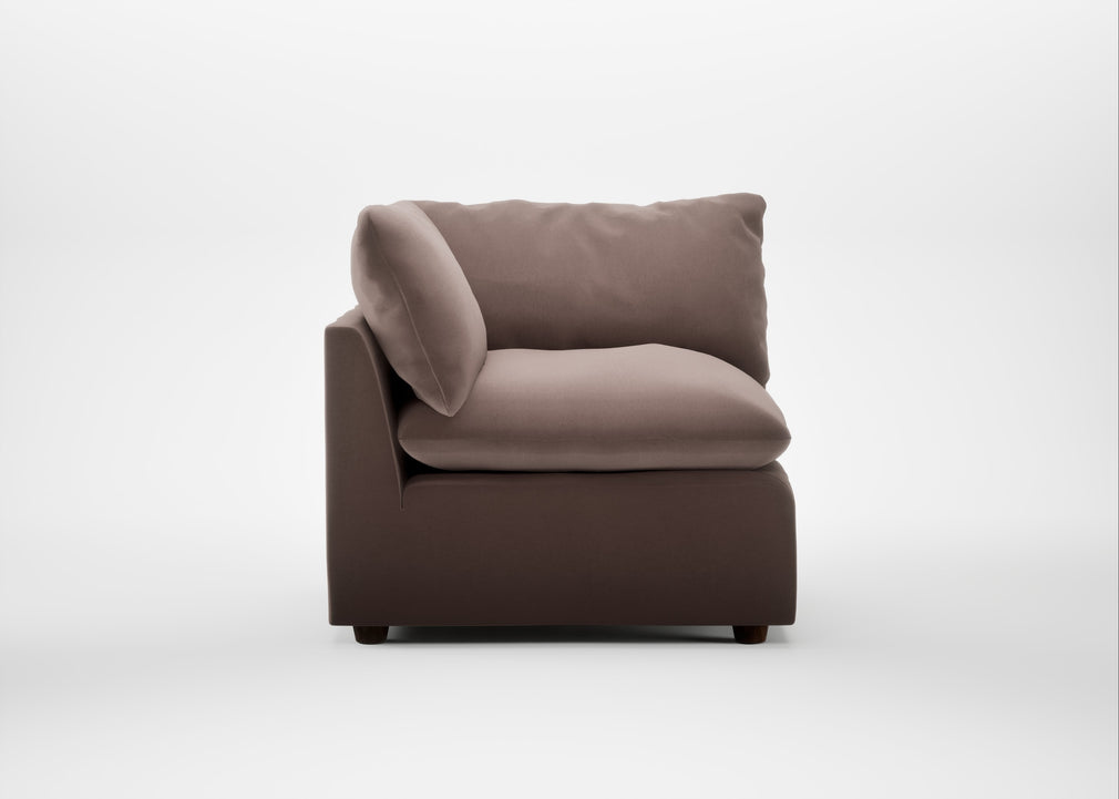 Astrid Corner Unit Smart Velvet Mouse / Walnut Stained Beech