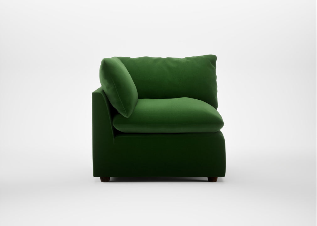 Astrid Corner Unit Smart Velvet Forest / Walnut Stained Beech