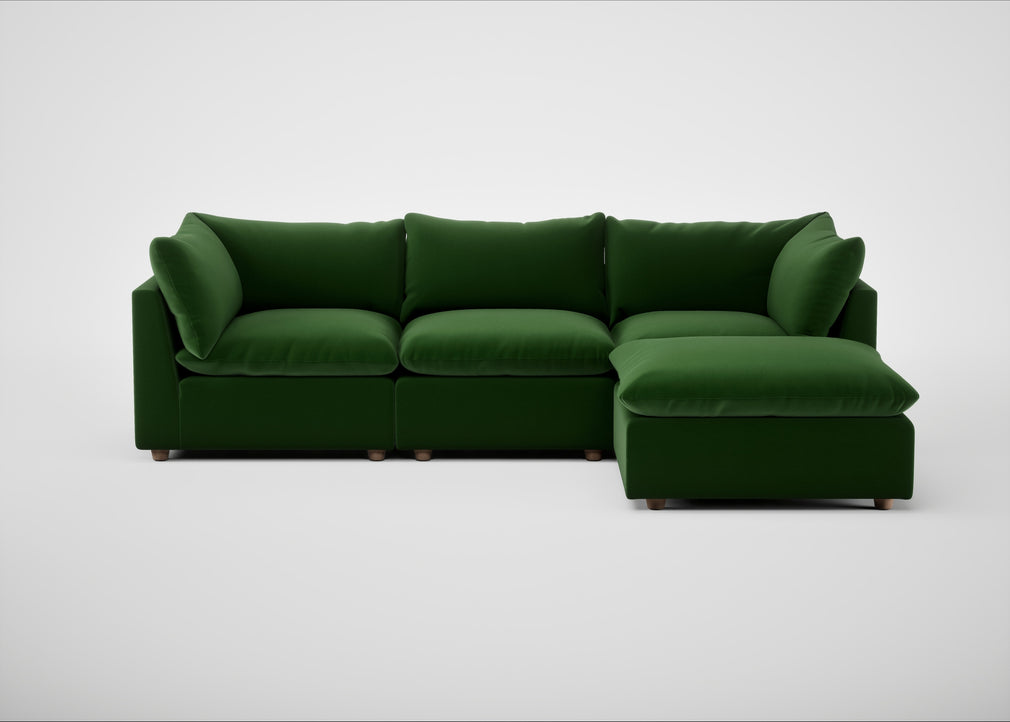 Astrid Right Hand Facing Corner Chaise Sofa Smart Velvet Forest / Natural Beech