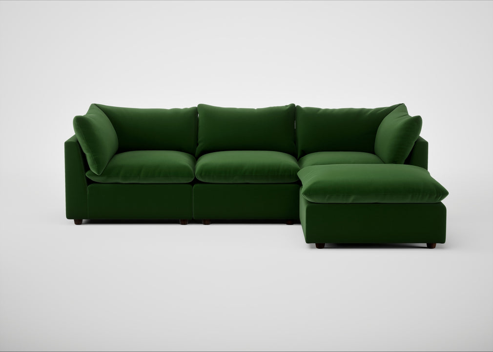 Astrid Right Hand Facing Corner Chaise Sofa Smart Velvet Forest / Walnut Stained Beech