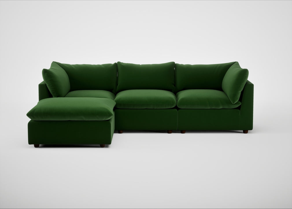 Astrid Left Hand Facing Corner Chaise Sofa Smart Velvet Forest / Walnut Stained Beech