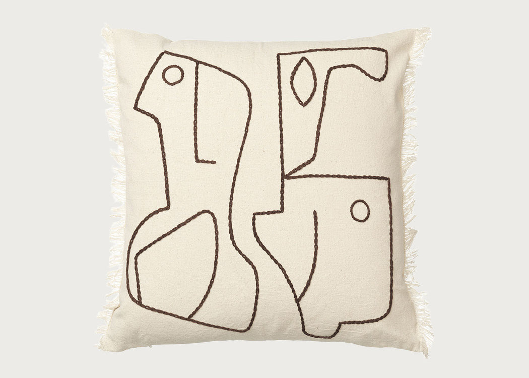 Figure Cushion Off-white & Coffee 50 x 50cm