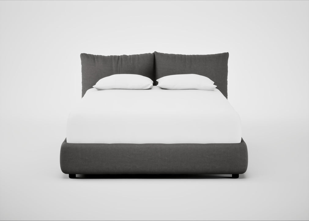 Pillow Storage Bed Double / No Storage / Luxury Leather Slate