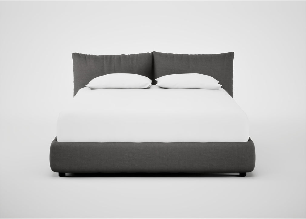 Pillow Storage Bed King / No Storage / Luxury Leather Slate