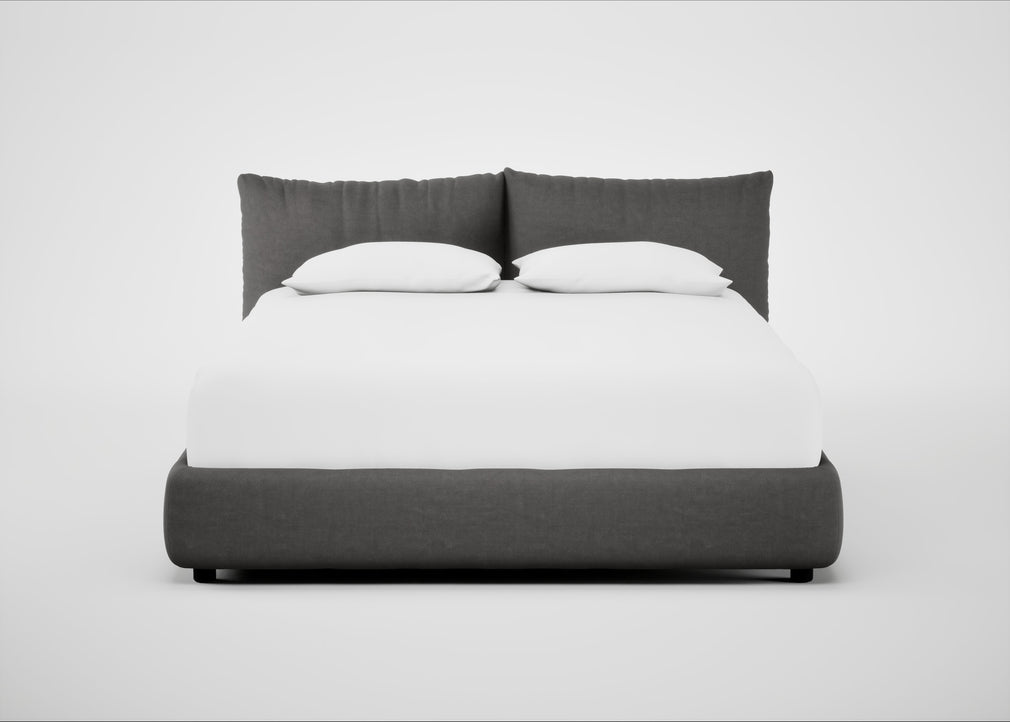 Pillow Storage Bed Super King / No Storage / Luxury Leather Slate