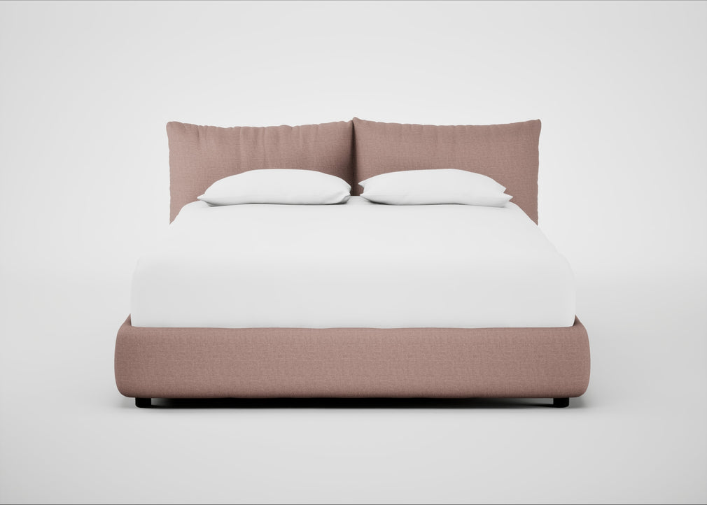 Pillow Storage Bed Super King / No Storage / Siena Cotton Dusky Pink