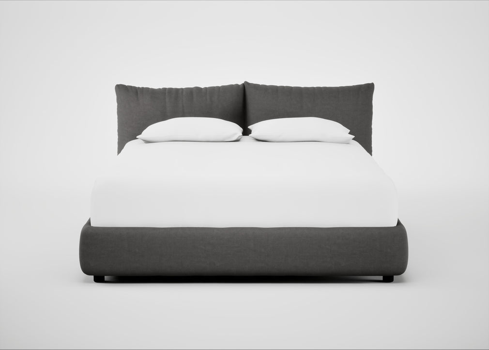 Pillow Storage Bed King / Underbed Storage / Luxury Leather Slate