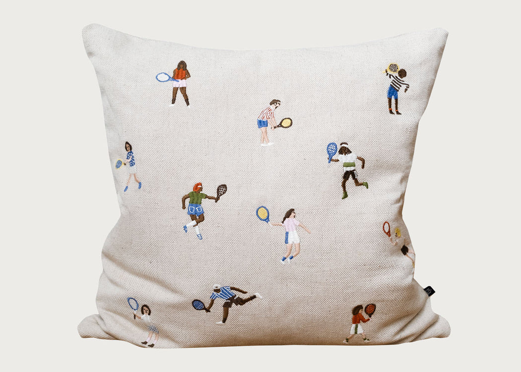Tennis Embroidered Cushion 48 x 48cm