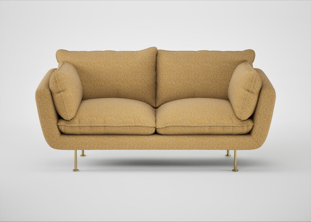 Allora 2 Seater Sofa Boucle Tweed Citrine / Brass