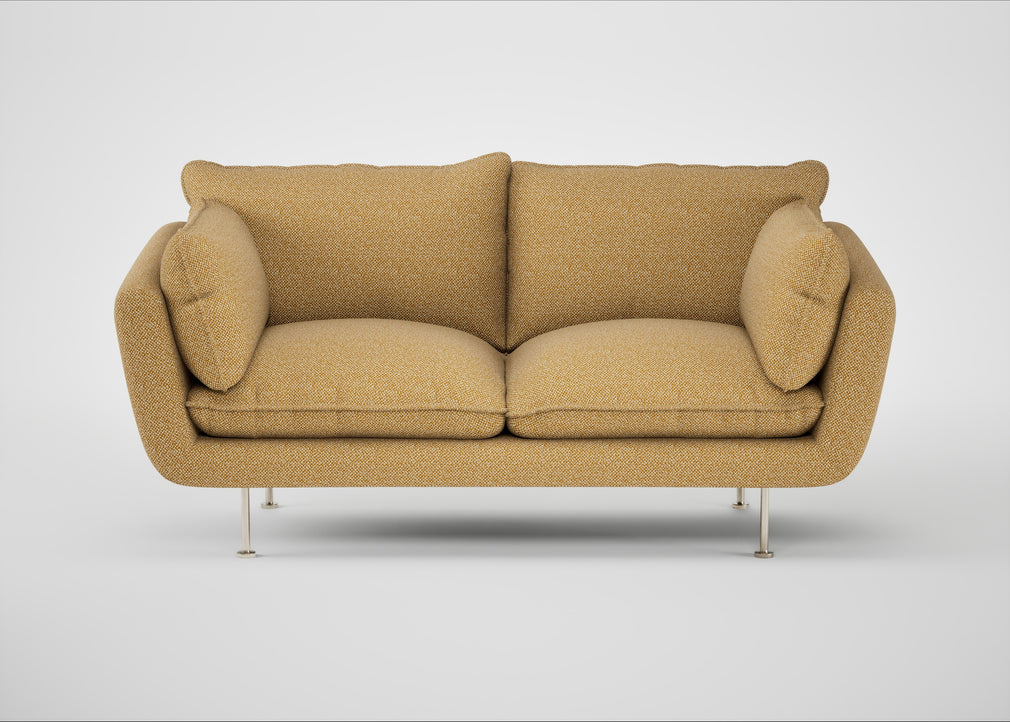 Allora 2 Seater Sofa Boucle Tweed Citrine / Stainless Steel