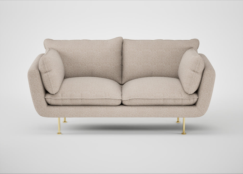 Allora 2 Seater Sofa Boucle Tweed Pearl / Brass