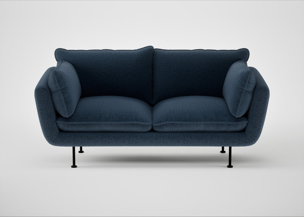 Allora 2 Seater Sofa Boucle Velvet Space / Black
