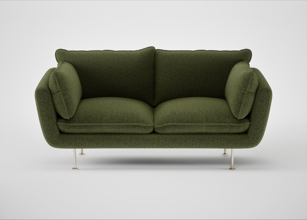 Allora 2 Seater Sofa Boucle Velvet Wilder / Stainless Steel