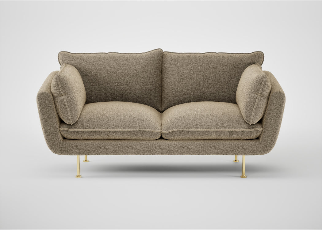 Allora 2 Seater Sofa Boucle Velvet Rocky / Brass