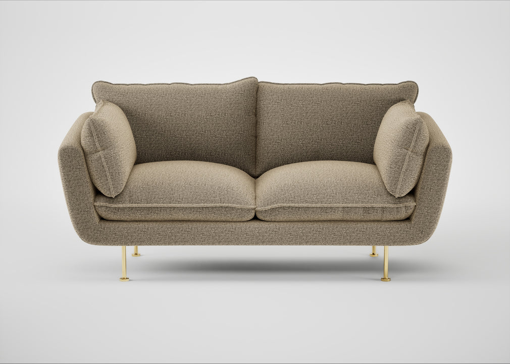 Allora 2 Seater Sofa Boucle Velvet Rocky / Brass