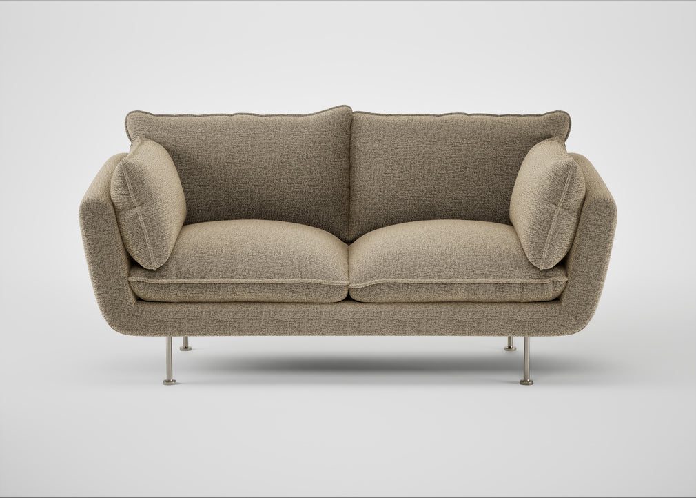 Allora 2 Seater Sofa Boucle Velvet Rocky / Stainless Steel