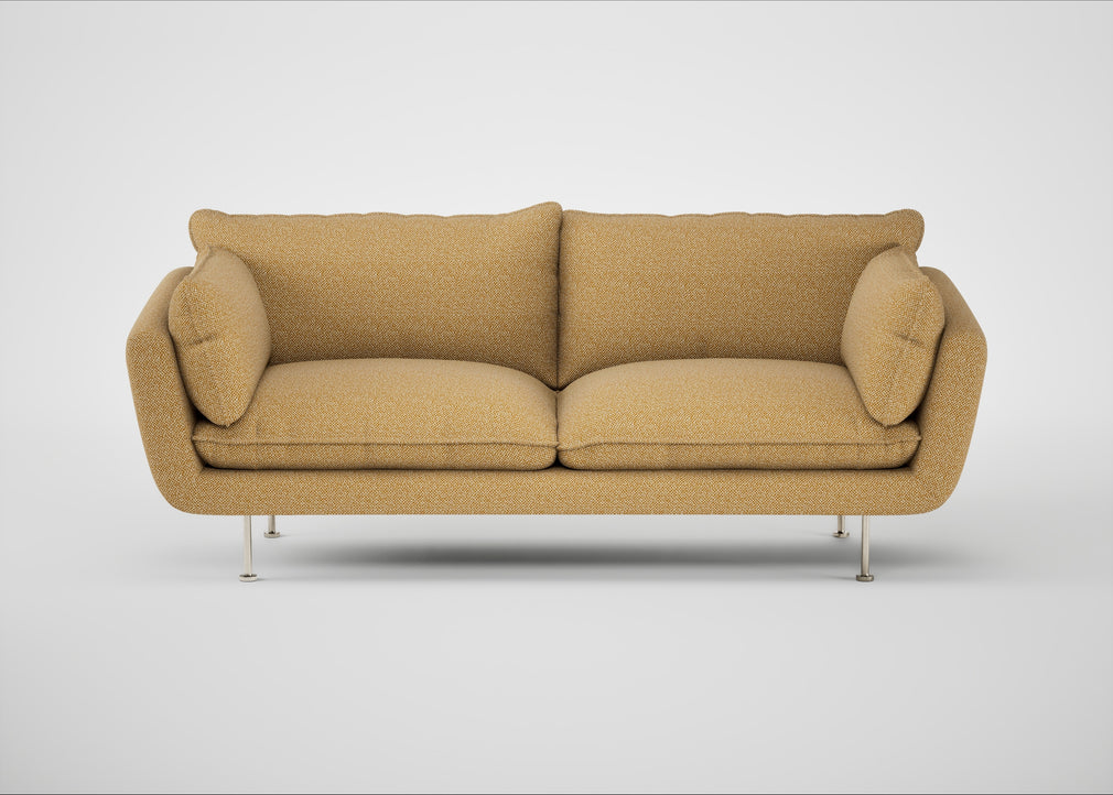 Allora 3 Seater Sofa Boucle Tweed Citrine / Stainless Steel
