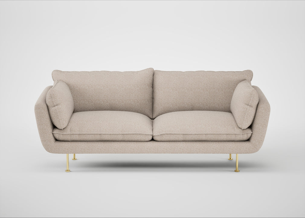 Allora 3 Seater Sofa Boucle Tweed Pearl / Brass