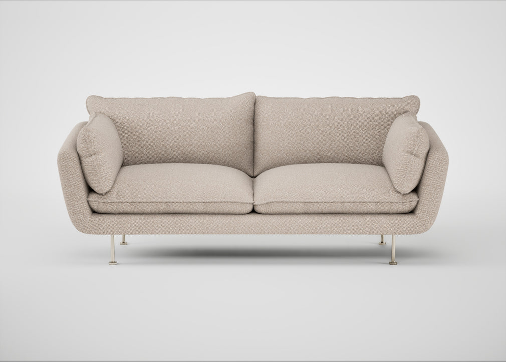 Allora 3 Seater Sofa Boucle Tweed Pearl / Stainless Steel