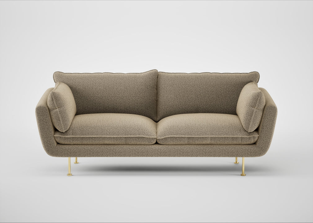 Allora 3 Seater Sofa Boucle Velvet Rocky / Brass