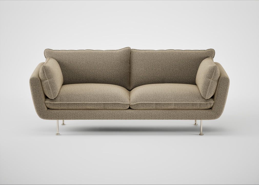 Allora 3 Seater Sofa Boucle Velvet Rocky / Stainless Steel