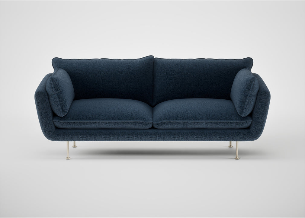 Allora 3 Seater Sofa Boucle Velvet Space / Stainless Steel