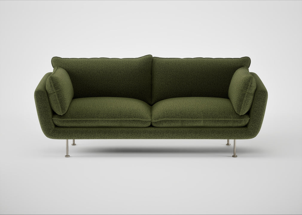 Allora 3 Seater Sofa Boucle Velvet Wilder / Stainless Steel