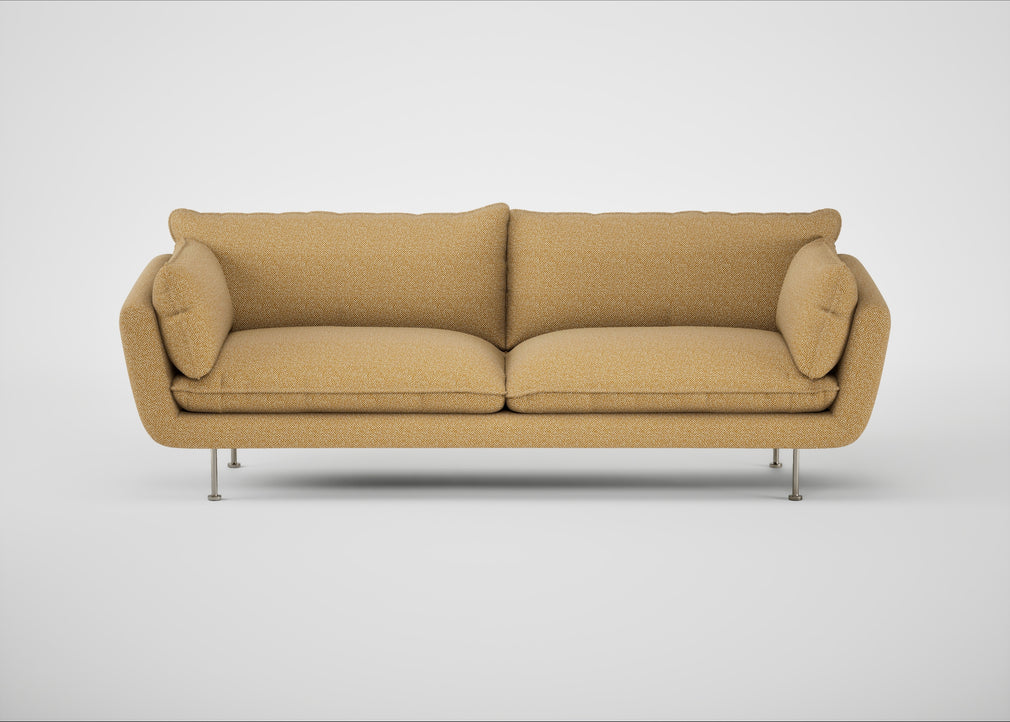 Allora 4 Seater Sofa Boucle Tweed Citrine / Stainless Steel