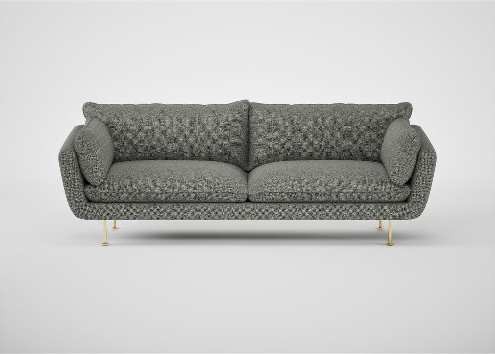 Allora 4 Seater Sofa Boucle Tweed Lapis / Brass