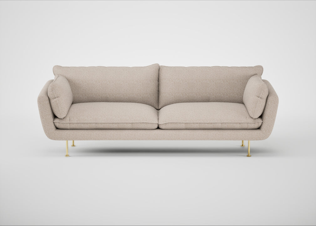 Allora 4 Seater Sofa Boucle Tweed Pearl / Brass