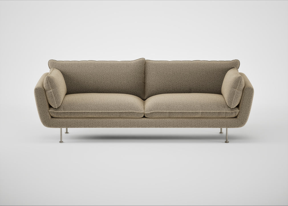 Allora 4 Seater Sofa Boucle Velvet Rocky / Stainless Steel