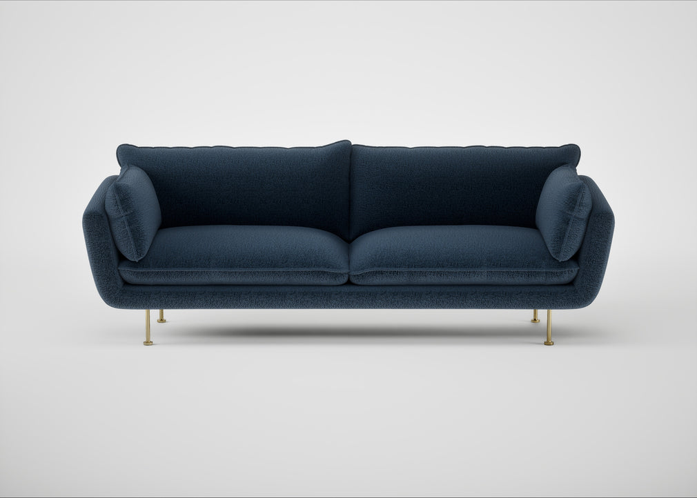 Allora 4 Seater Sofa Boucle Velvet Space / Brass
