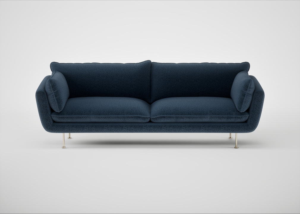 Allora 4 Seater Sofa Boucle Velvet Space / Stainless Steel