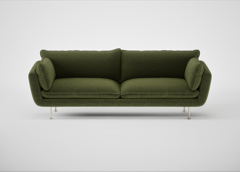 Allora 4 Seater Sofa Boucle Velvet Wilder / Stainless Steel