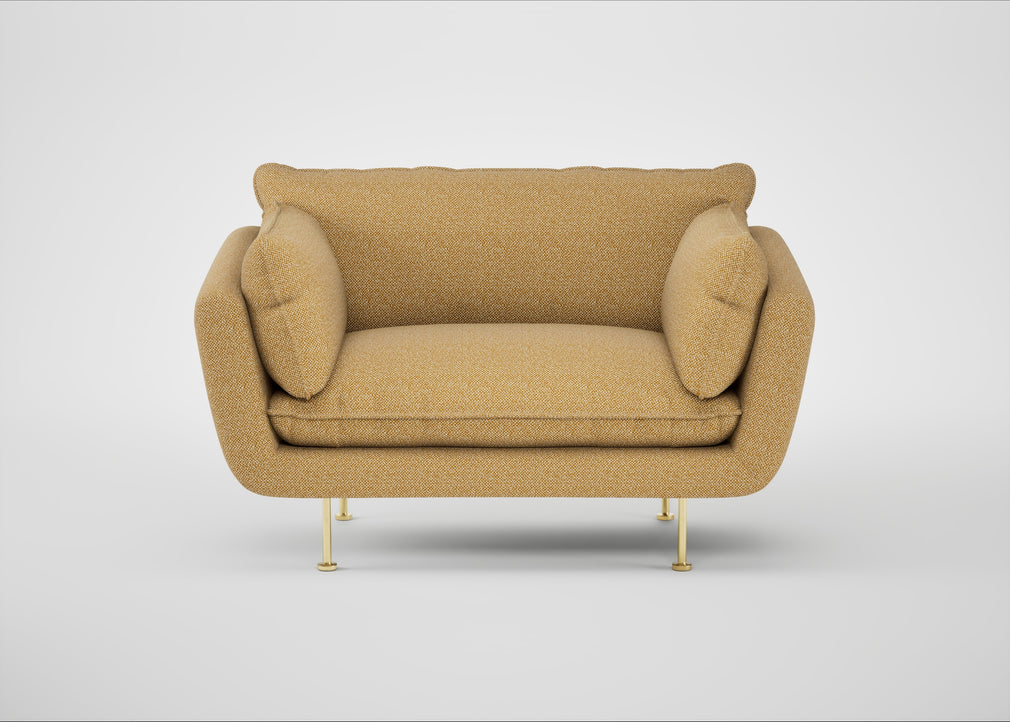 Allora Loveseat Boucle Tweed Citrine / Brass