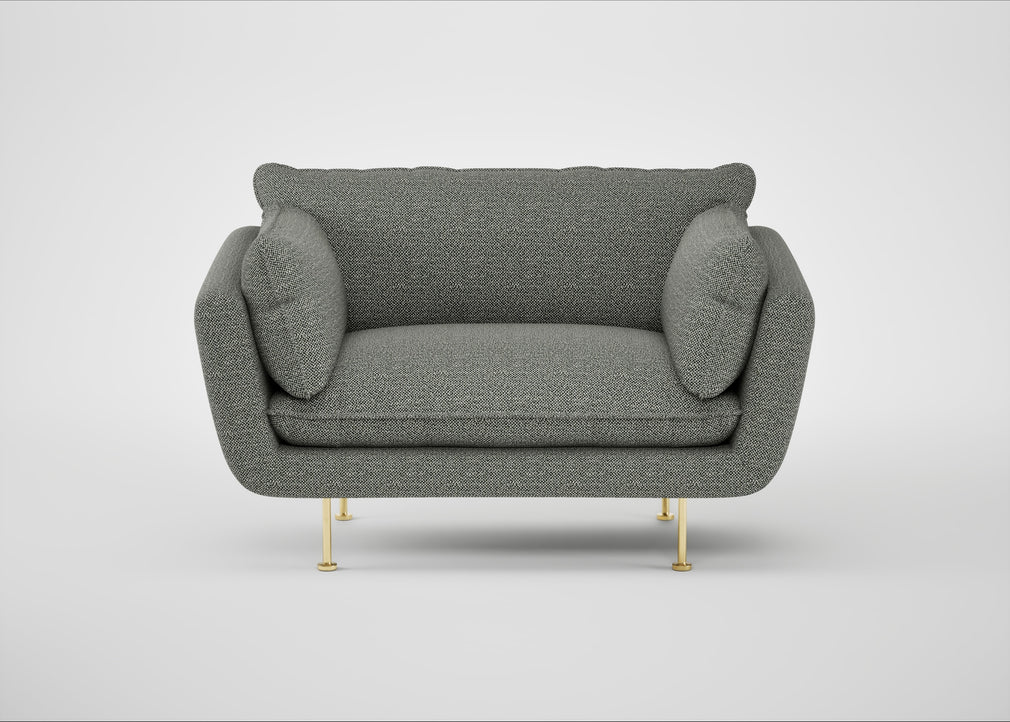 Allora Loveseat Boucle Tweed Lapis / Brass